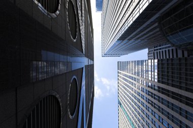 Yüksek binalar ve mavi gökyüzü - Tokyo, Japonya