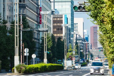 Tokyo 'da işlek bir cadde. Japonya 