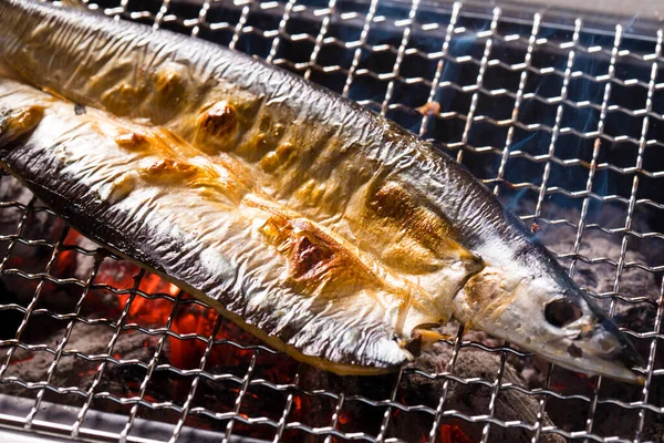 Cooking Fish Grill Close View — Stock Photo, Image