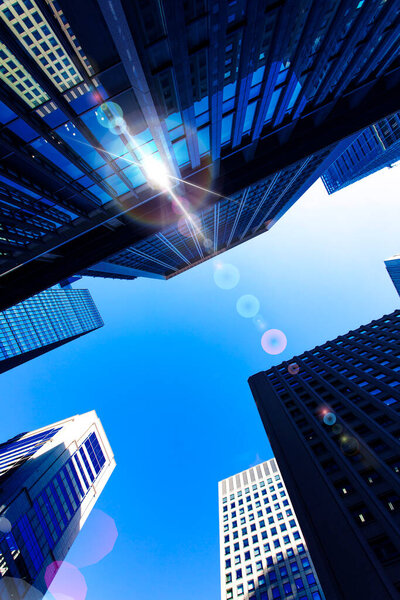 High-rise buildings and blue sky -  Tokyo, Japan