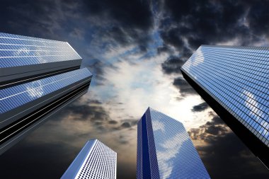 Gökyüzündeki modern ofis binaları