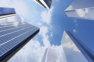 Gökyüzündeki modern ofis binaları