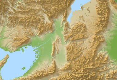 Büyük Göller bölgesini ve Kuzey Amerika 'nın çevresini gösteren detaylı topoğrafik harita.