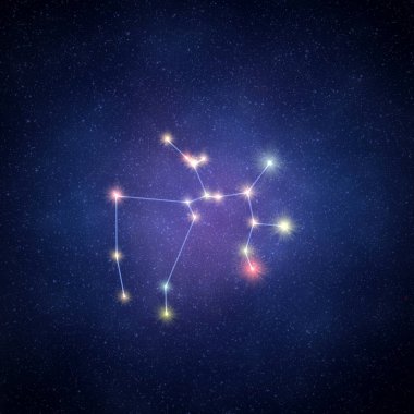 Yıldızlı gökyüzünün arka planındaki takımyıldız yıldızları