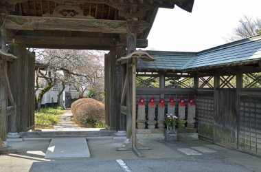 Tapınak manzarası, geleneksel Japon mimarisi.