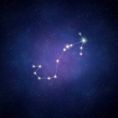 Yıldızlı gökyüzünün arka planındaki takımyıldız yıldızları