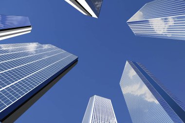 Gökyüzündeki modern ofis binaları