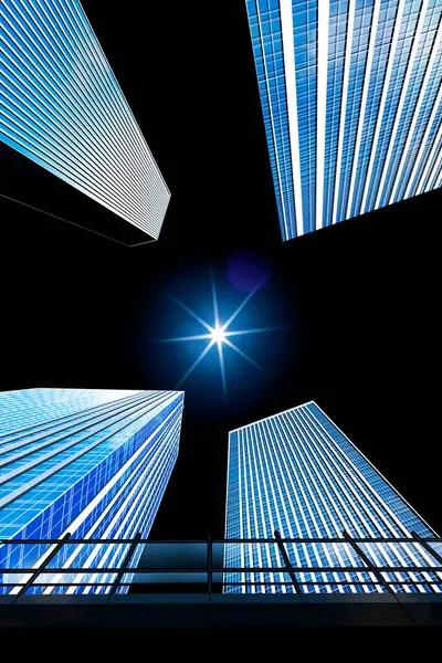 青い空を背景モダンな高層ビル — ストック写真
