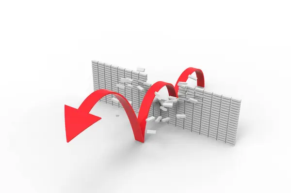 Arrow Shape Red Graph Concept Success Rendering — Stock Photo, Image