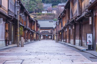 Japonya 'nın antik başkenti Kanazawa Higashi Chaya' nın manzarası