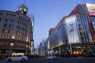 Alışveriş bölgesi Ginza Pedestrian Paradise, Japonya, Tokyo, Chuo City, Ginza