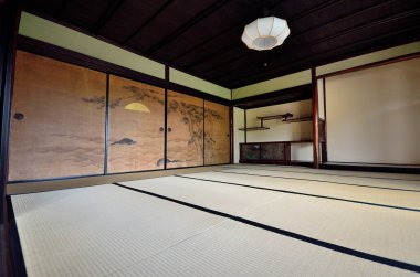 Traditional japanese house indoors, interior view 