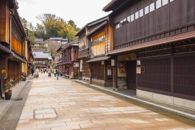 Japonya 'nın antik başkenti Kanazawa Higashi Chaya' nın manzarası