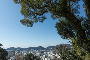 Tepenin tepesinden şehir manzarası 