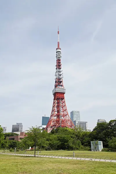 Rött Tokyo Tower Och Blå Himmel Japan — Stockfoto