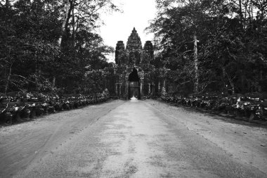 Kamboçya 'daki Angkor tapınağı, kapatın.