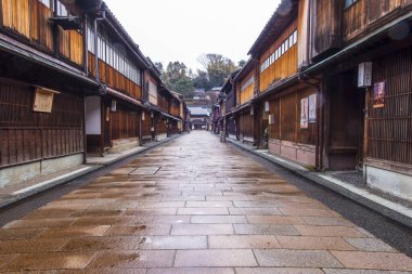 Japonya 'nın antik başkenti Kanazawa Higashi Chaya' nın manzarası