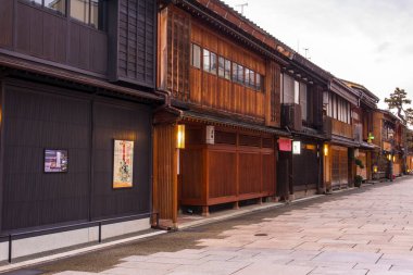 Japonya 'nın antik başkenti Kanazawa Higashi Chaya' nın manzarası