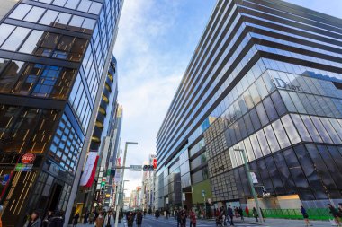 Alışveriş bölgesi Ginza Pedestrian Paradise, Japonya, Tokyo, Chuo City, Ginza