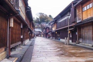 Japonya 'nın antik başkenti Kanazawa Higashi Chaya' nın manzarası