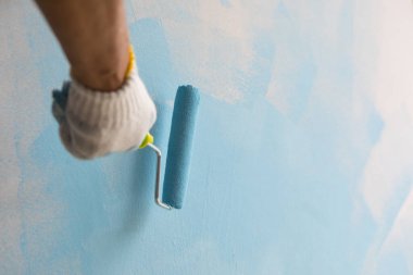 mavi boya silindirli boyama arkaplanı 