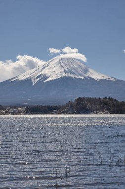 Mt. Fuji ve Kawaguchiko Gölü Japonya.