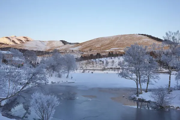 Vista Escena Invierno Desde Lago Montaña —  Fotos de Stock