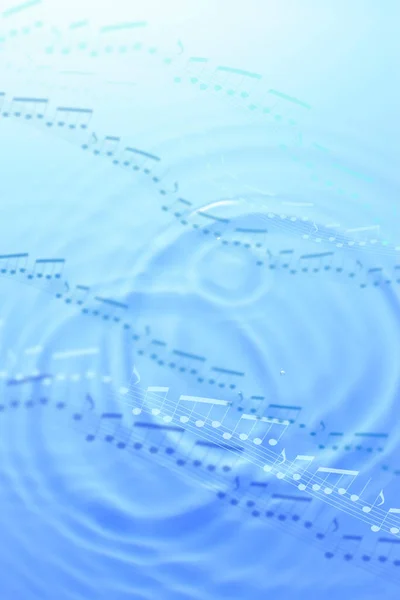Голубая Водная Поверхность Музыкальными Нотами Фоне — стоковое фото