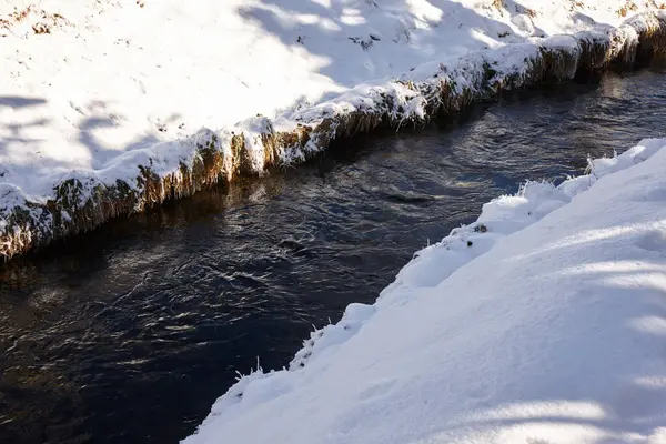 Güzel Doğa Manzarası Kışın Nehir Manzarası — Stok fotoğraf