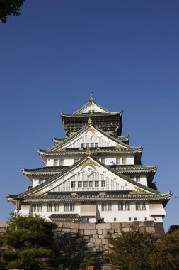 Osaka Kalesi 'nin güzel mimarisi Ana Kule (Osaka Kalesi Müzesi), Japonya