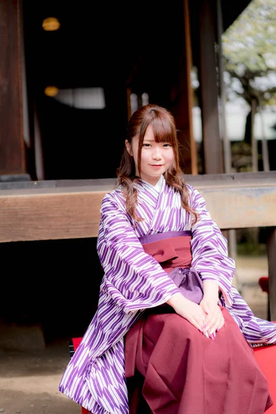 Retrato Mulher Asiática Quimono Tradicional — Fotografia de Stock