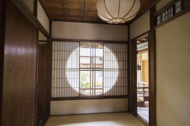 Traditional japanese house indoors, interior view 