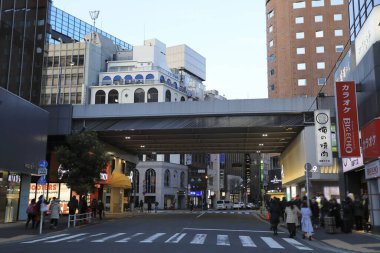 Tokyo 'daki Ueno Parkı' nda kimliği belirsiz insanlar yürüyor.