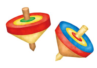  İki dönen top. Bir çift parlak oyuncak, çizimler.