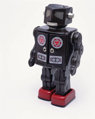 Arka planda küçük komik robot, kapat
