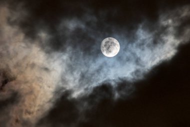 full moon and clouds in the night sky