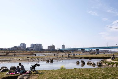  Tokyo ve Yokohama 'yı ayıran Tama Nehri (Japonya)