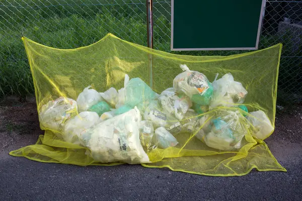 Coleta Lixo Parque Ecologia Poluição Ambiental — Fotografia de Stock