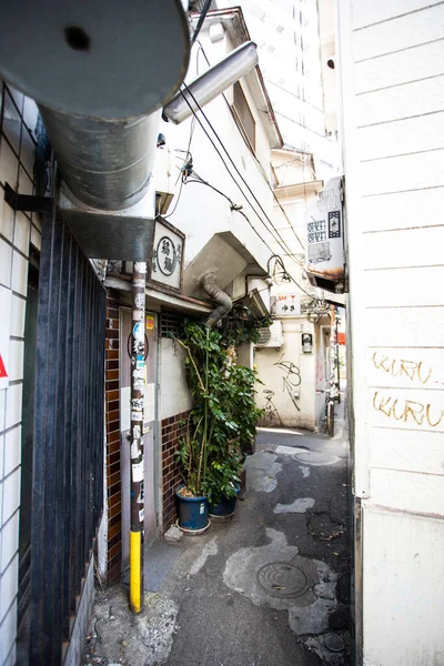 Vista Rua Estreita Com Edifícios Antigos Cidade Japonesa — Fotografia de Stock