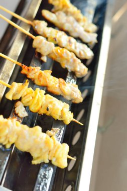 Izgara tavuk ve ızgarada baharat.