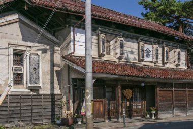 Eski Japon evinin manzarası.