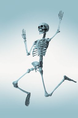 Arka planda korkunç iskelet, cadılar bayramı konsepti