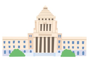 Sütunları ve kubbesi olan büyük bir hükümet binası.