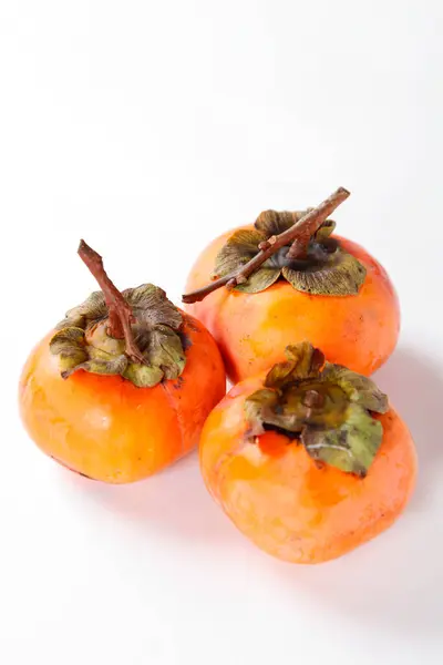 Persimmon Φρούτα Άσπρο Φόντο — Φωτογραφία Αρχείου