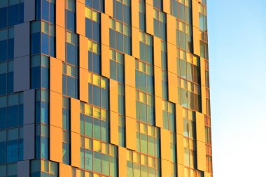 Günbatımında şehir gökdelenleri, şehir arkaplanı  