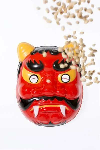 Röd Och Svart Kinesisk Katt Mask — Stockfoto