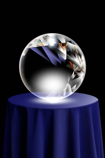 3d illustration of crystal ball in crystal ball over magic background
