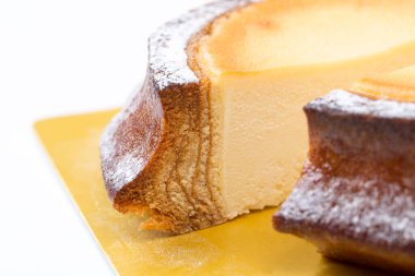 Taze ev yapımı cheesecake 'i yakın plan. 