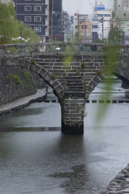 Megane Bridge (Spectacles Bridge) in Nagasaki, Japan over the Nakashima River  clipart