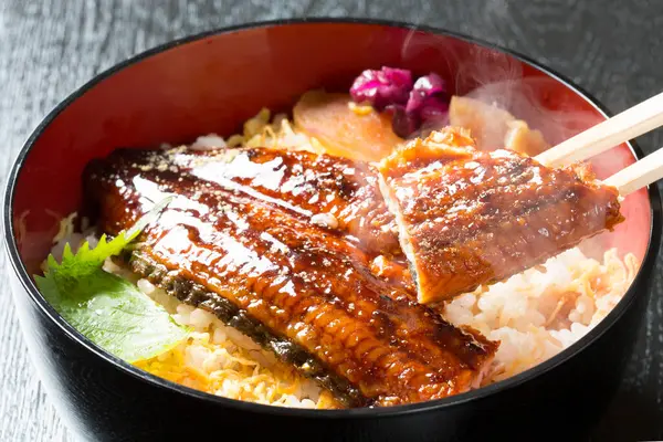 テリヤキソースの揚げ米とウナギの魚 — ストック写真